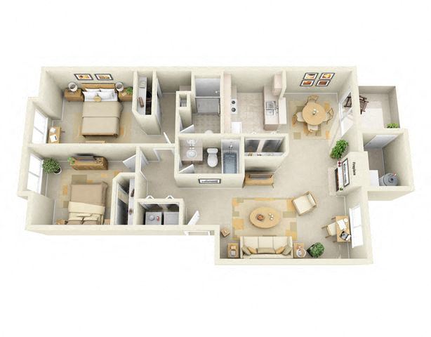 Lexington Floor Plan 2 Bedroom 2 Bath two Bedroom apartments for rent